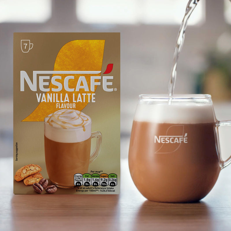 Nescafe vanilla latte instant coffee sachets 7-pack (British brand)