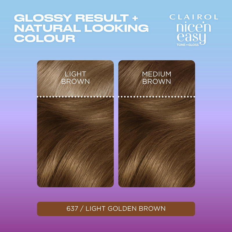 Clairol Nice'N Easy semi permanent hair dye Light Golden Brown, imported from the UK