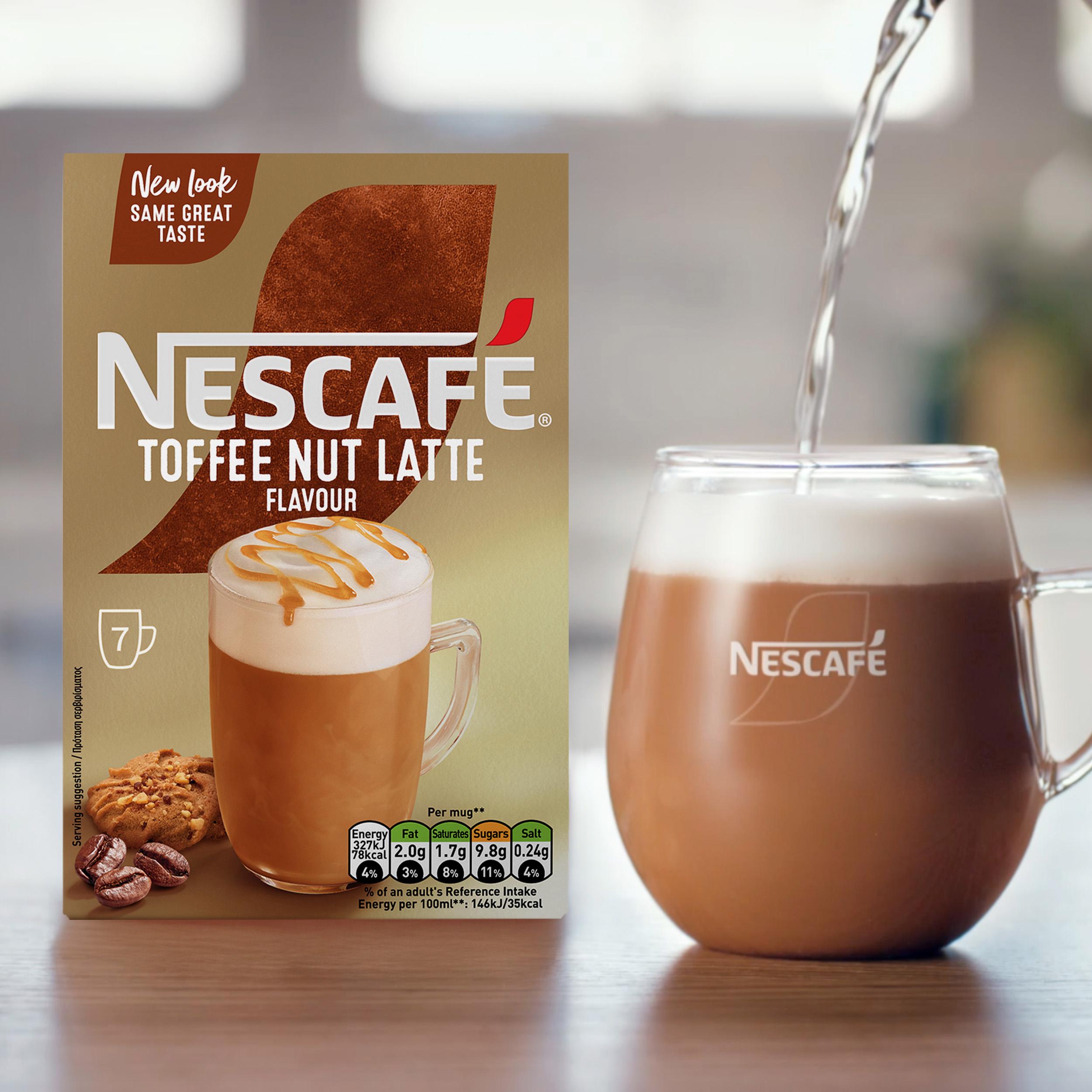 Nescafe Toffee Nut Latte instant coffee sachets 130.2g - British product