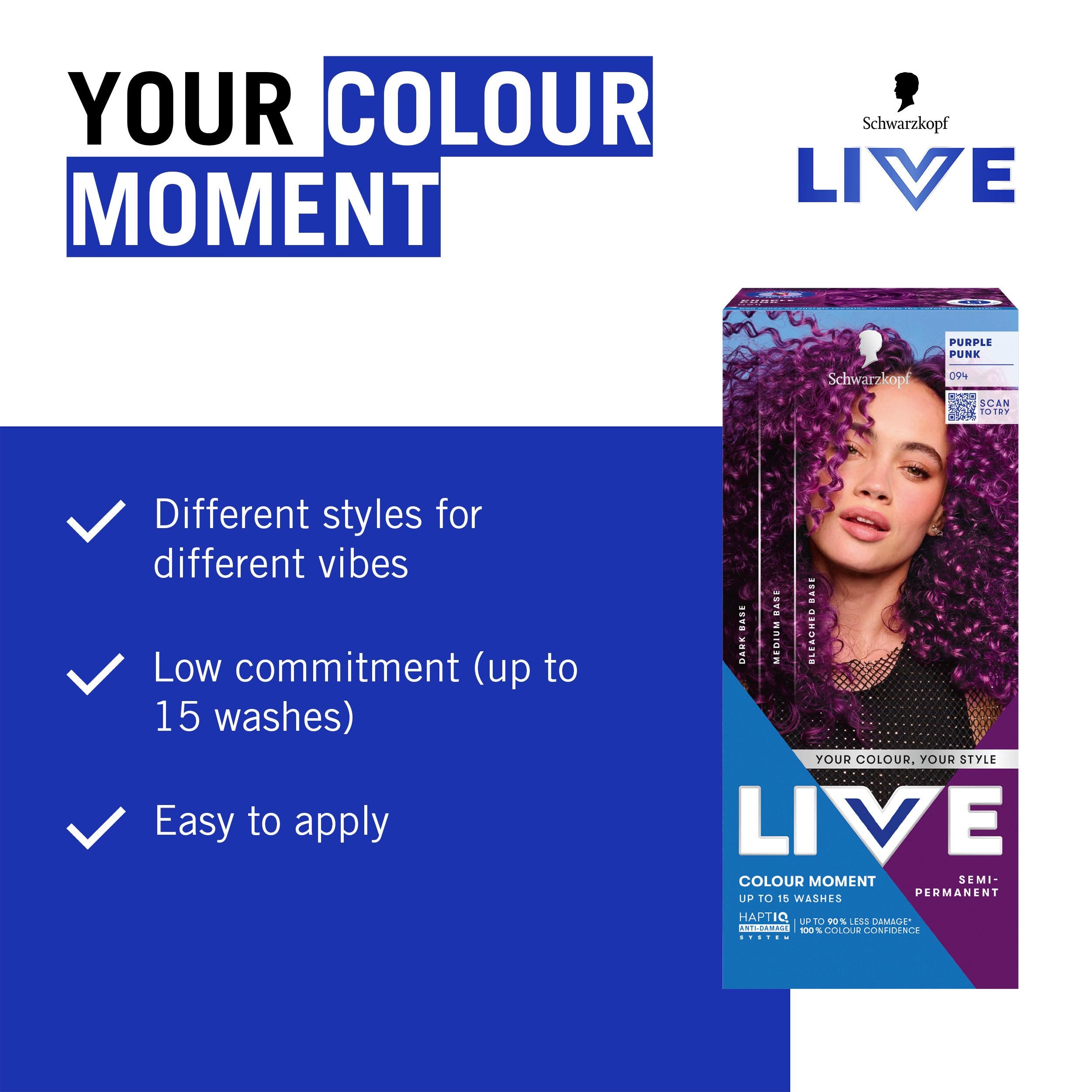 Schwarzkopf semi-permanent hair dye Purple Punk - British product