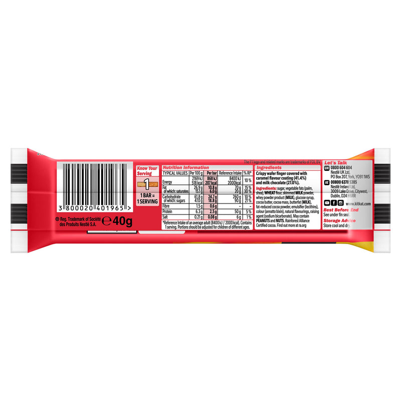 KitKat F1 Chunky Caramel Milk Chocolate bar 40g (British brand)