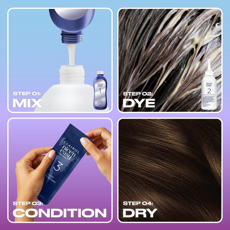 Clairol Nice'N Easy Tone+Gloss Dark Brown 400/79 semi permanent hair dye (British brand)