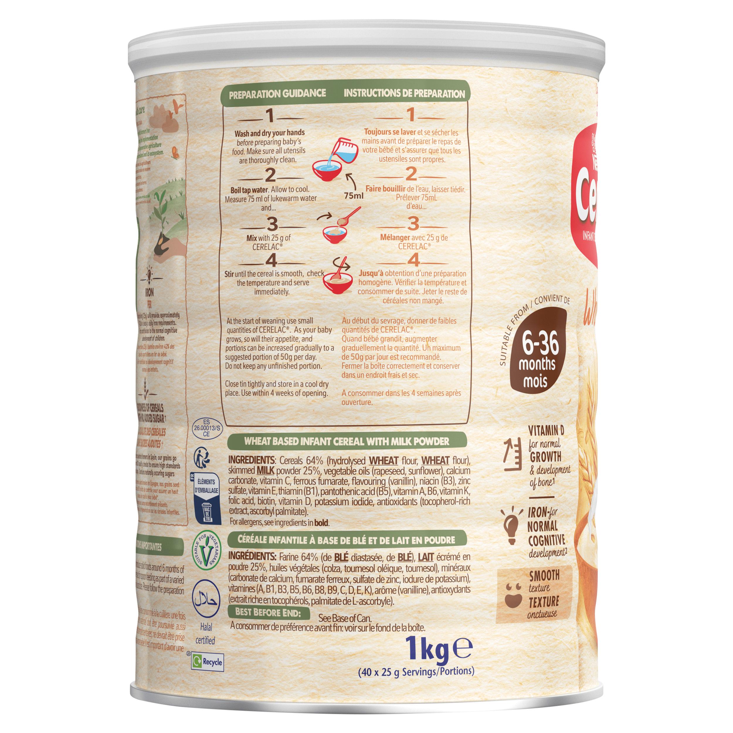 Cerelac wheat infant cereal with milk 1kg (British brand)