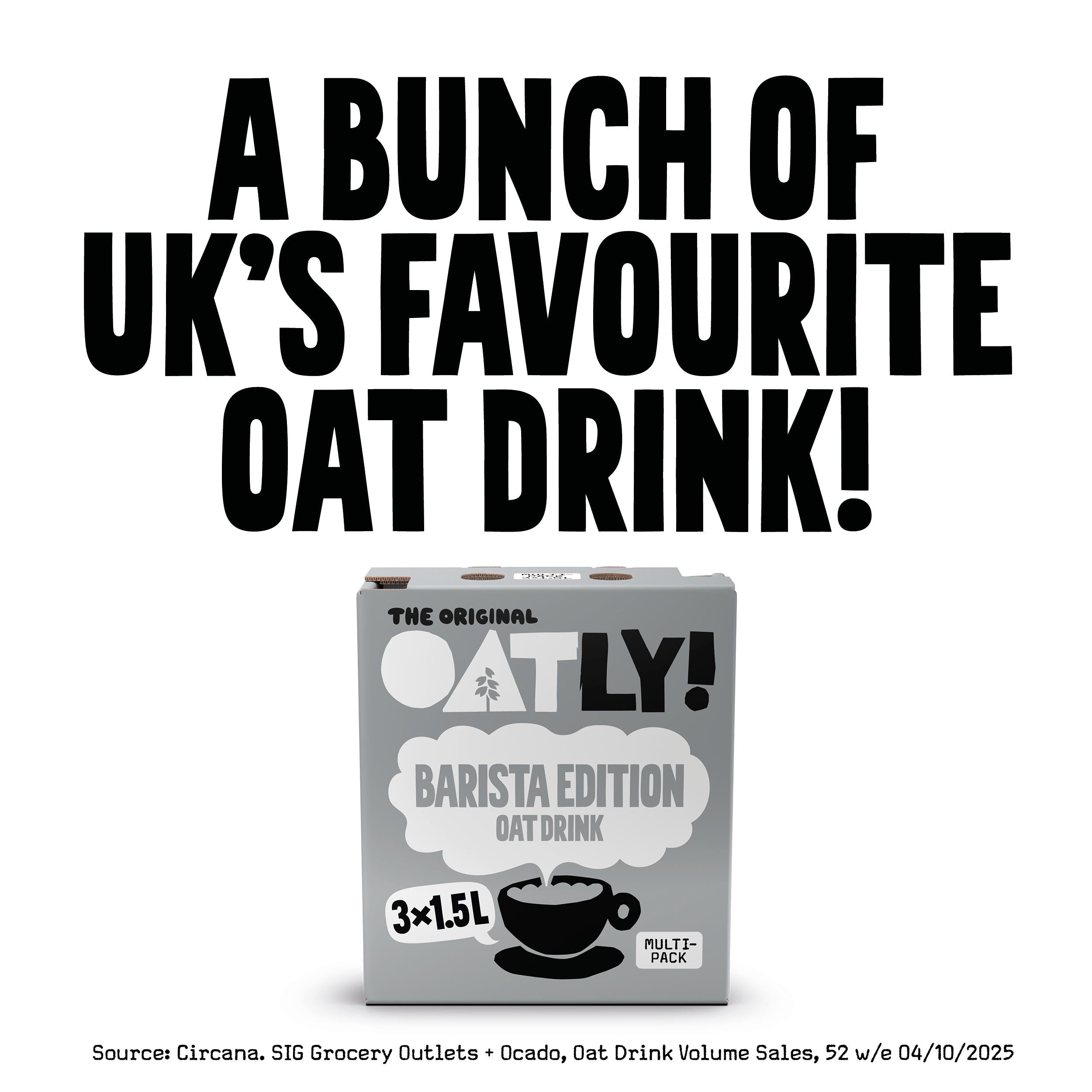 Oatly Barista Edition oat drink multipack 3 x 1.5L - British product