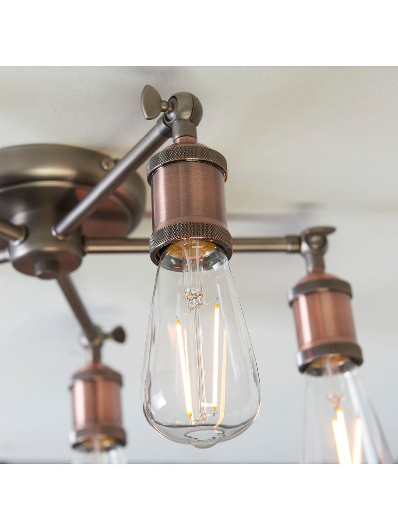 Gallery Home Hamilton flush ceiling light aged copper pewter, UK version