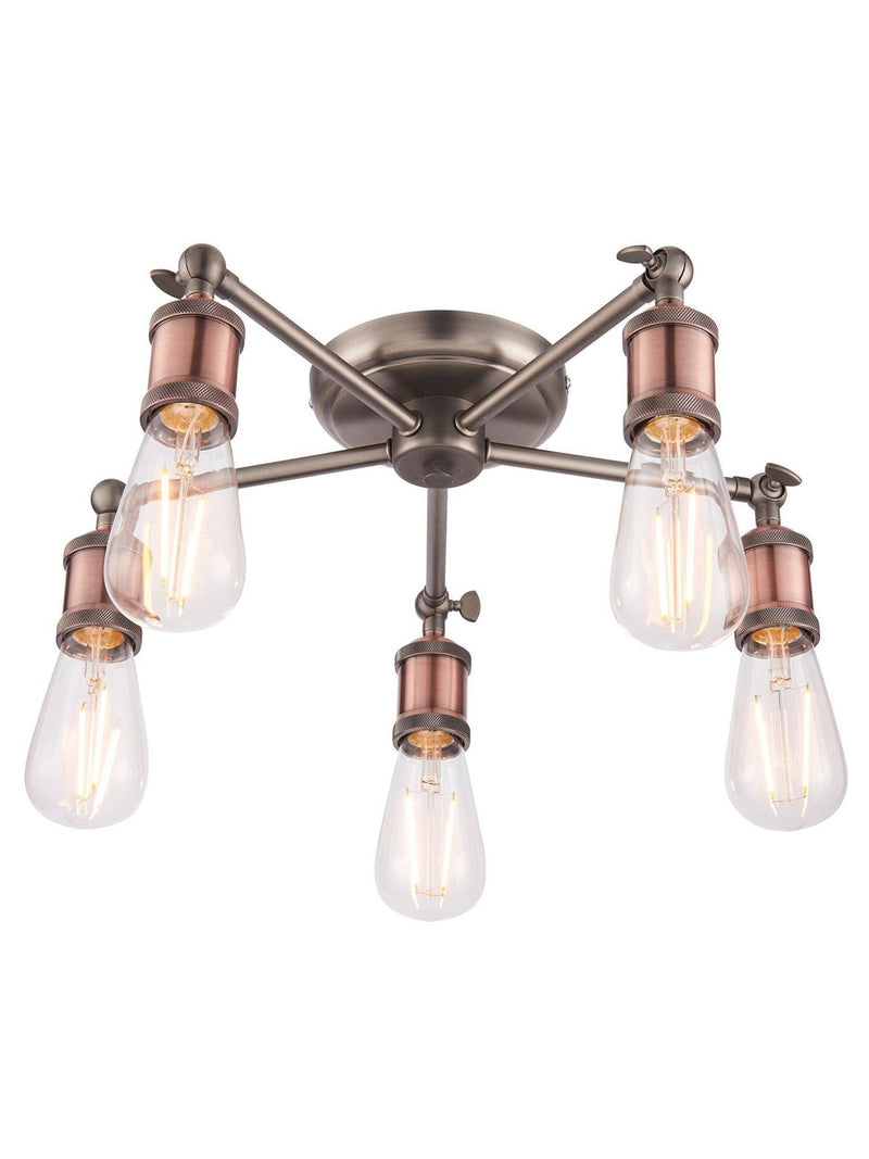 Gallery Home Hamilton flush ceiling light aged copper pewter, UK version