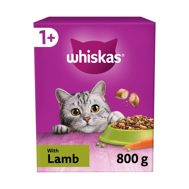 Whiskas 1+ Adult Dry Cat Food with Lamb   800g