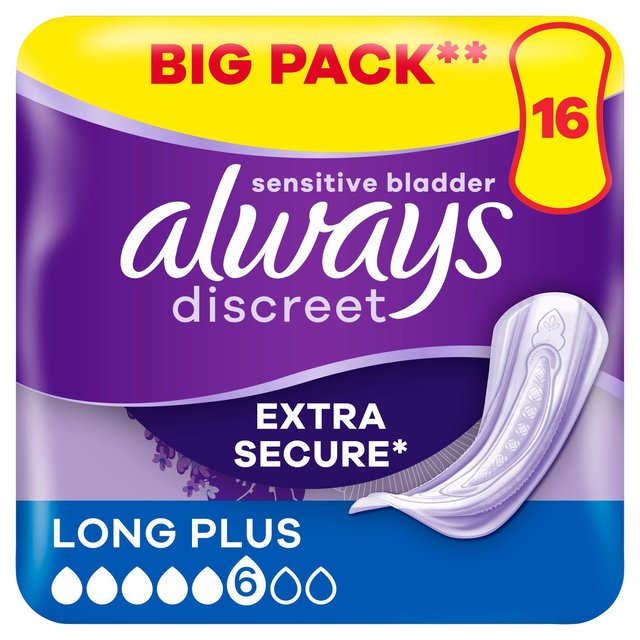 Always Discreet Incontinence Pads Long Plus   16 per pack GOODS M&S   