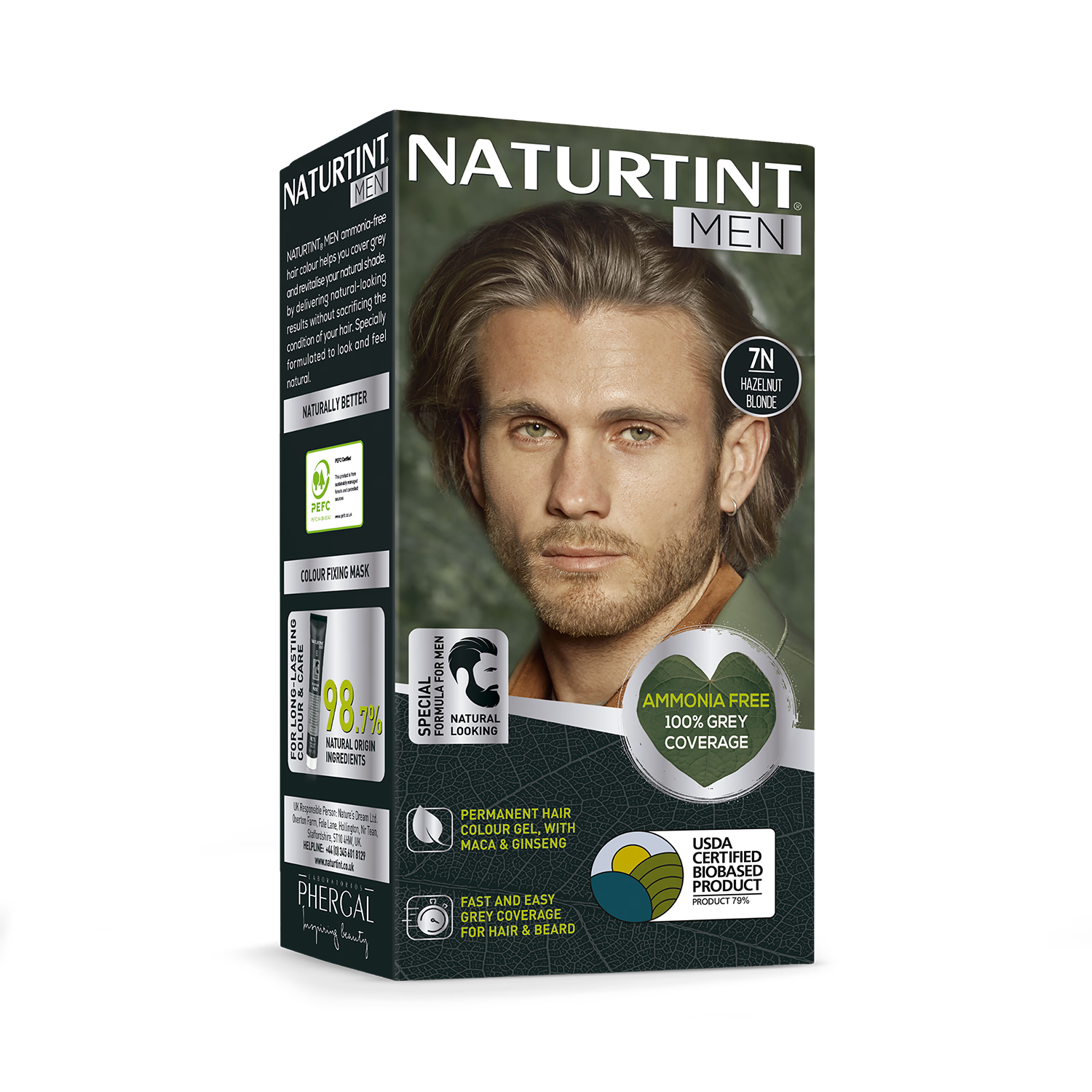 Naturtint permanent hair colour gel 7N Hazelnut Blonde 170ml, imported from the UK
