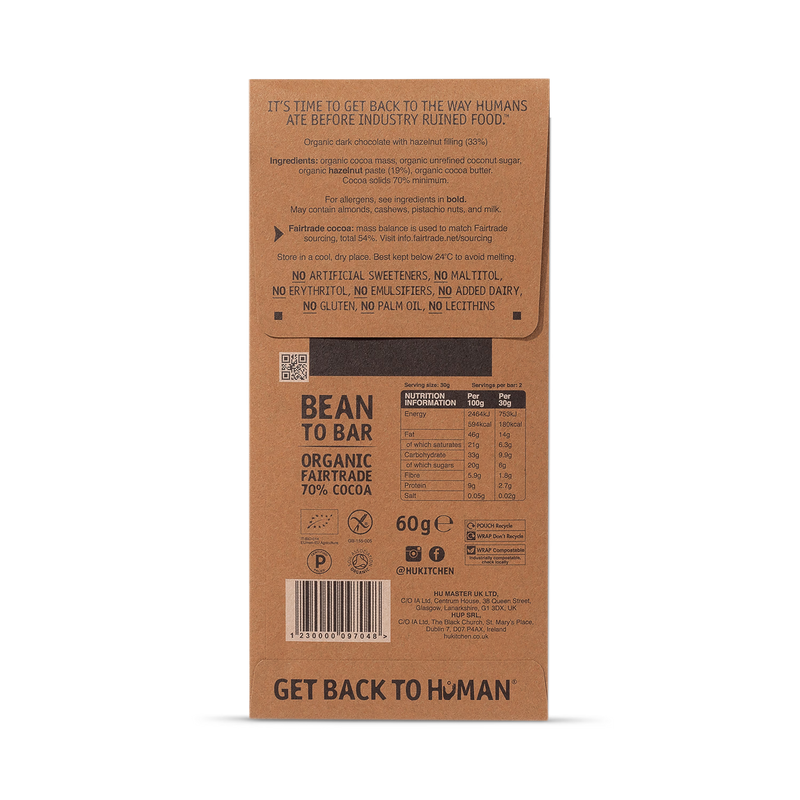 Hu Hazelnut Butter Dark Chocolate Bar 60g, UK version