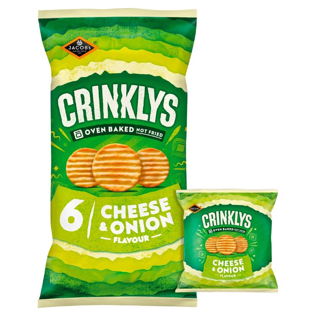 Jacob's Crinkly's Cheese & Onion Flavour Baked Snacks Multipack   6 per pack