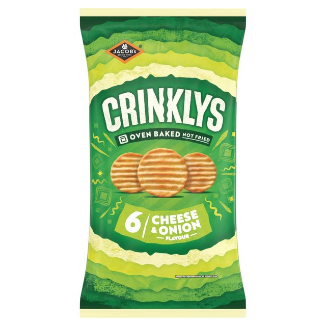 Jacob's Crinkly's Cheese & Onion Flavour Baked Snacks Multipack   6 per pack