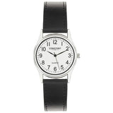 Constant quartz watch with white dial and black faux leather strap 38mm (British brand)