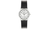 Constant quartz watch with white dial and black faux leather strap 38mm (British brand)