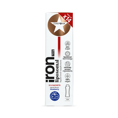 Holland & Barrett Starpowa Iron + Vit-C Liquid Liposomal Blueberry Dietary Supplement 14 Sachets- Buy online at McGrocer