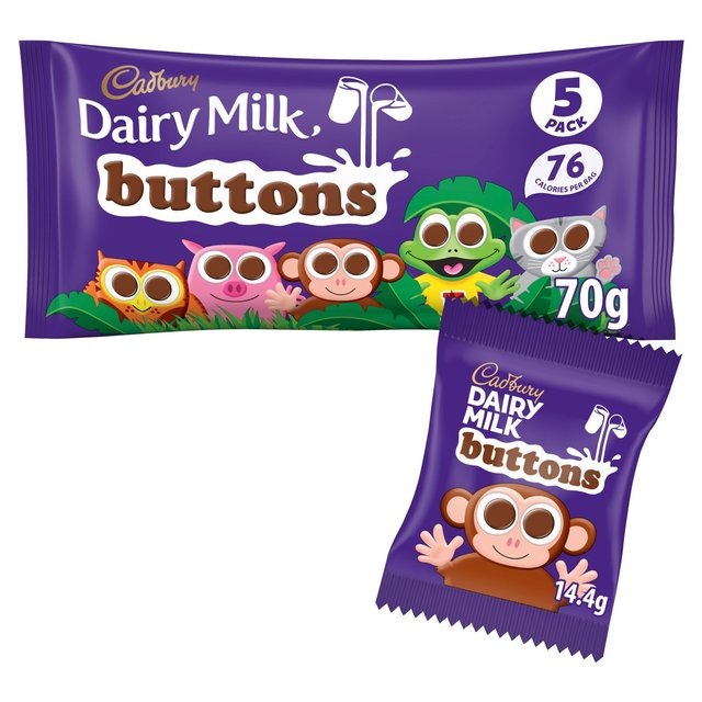 Cadbury Dairy Milk Chocolate Buttons Treatsize Bags   5 x 14g GOODS M&S   