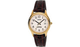 Lorus ladies brown leather strap watch white dial gold case (British brand)