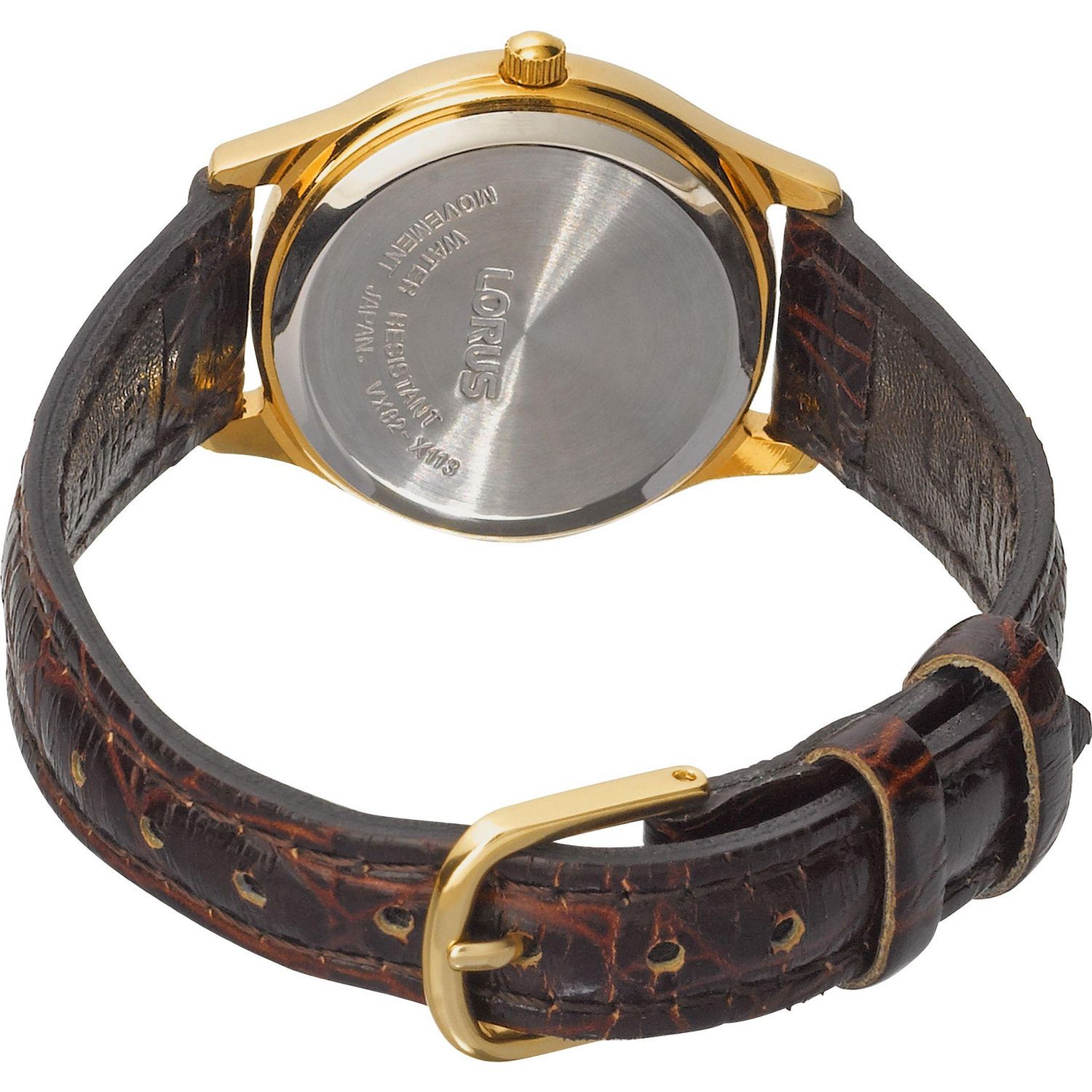 Lorus ladies brown leather strap watch white dial gold case (British brand)