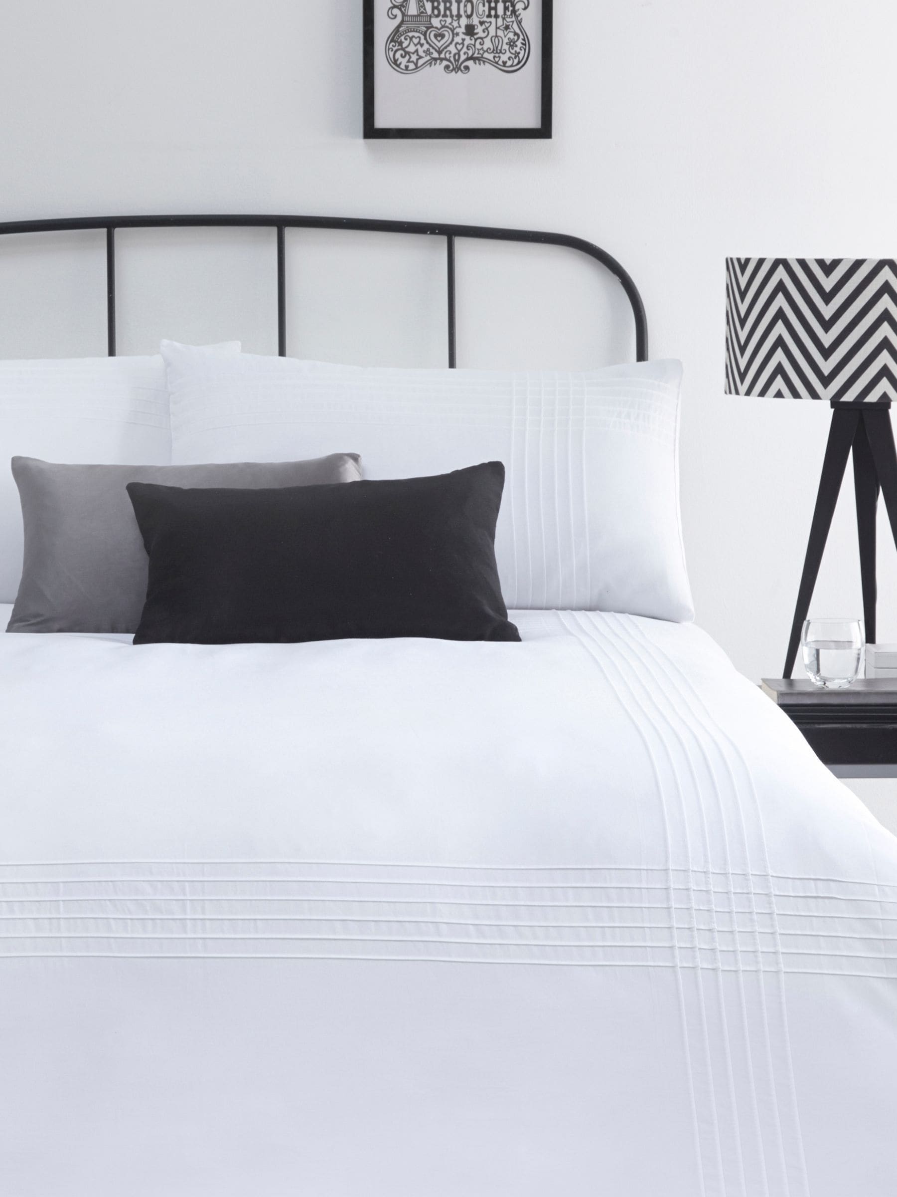 Serene white Amalfi pin tuck duvet cover and pillowcase set (British brand)