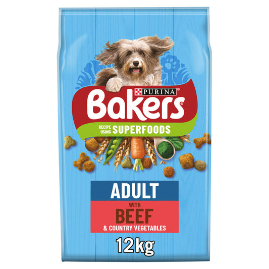 Bakers Adult Dry Dog Food Beef And Veg 12kg