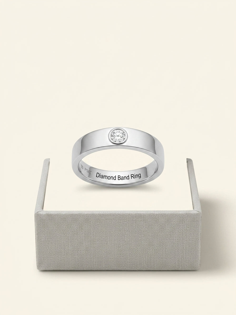 LOVE 18ct white gold and 8 diamonds wedding band - 53mm