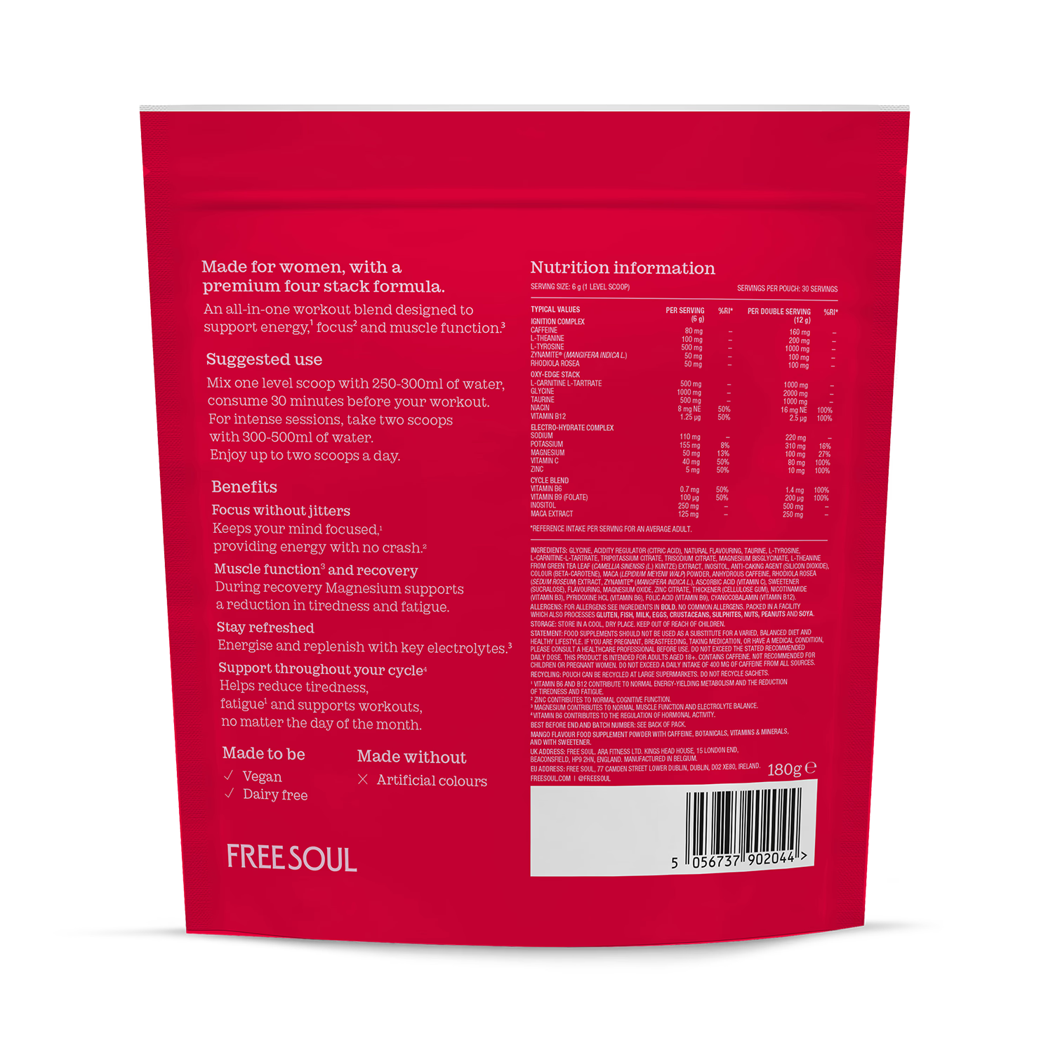 Free Soul Training Fuel tropical pre-workout 180g, UK version