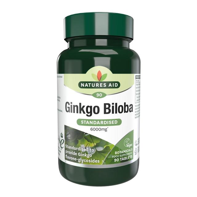 Natures Aid  Ginkgo Biloba Supplement Tablets 6000mg   90 per pack