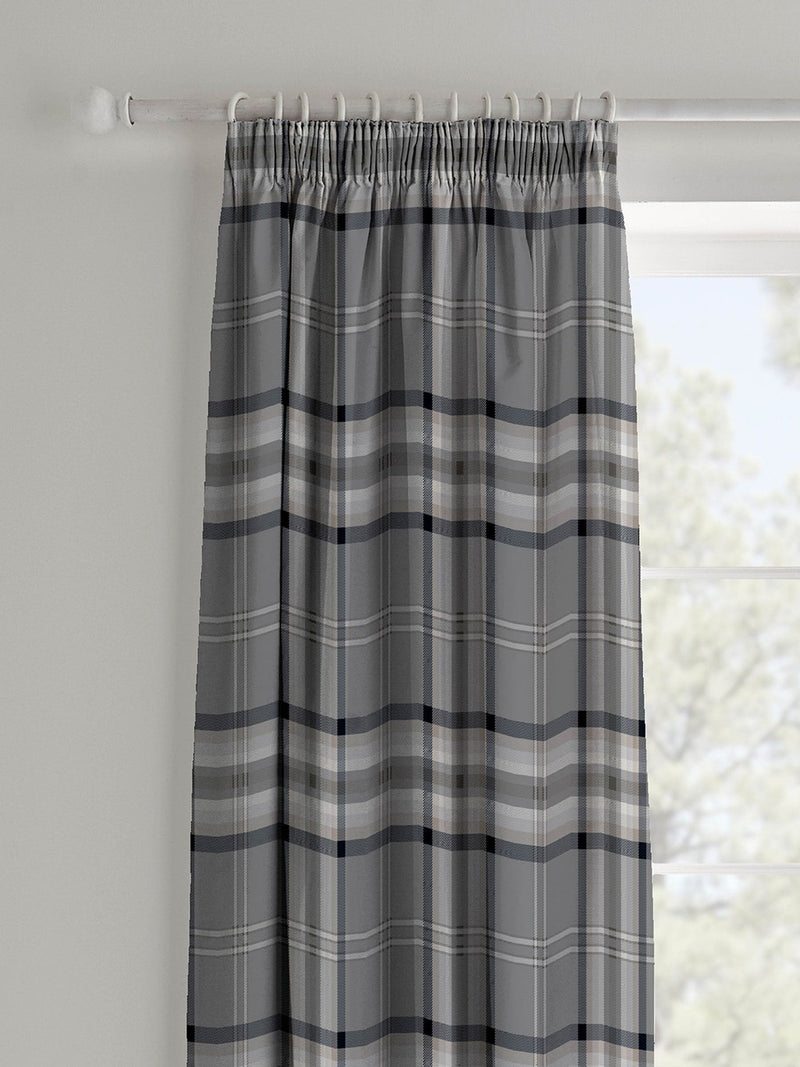 Catherine Lansfield grey Kelso check curtains 167x182cm, imported from the UK