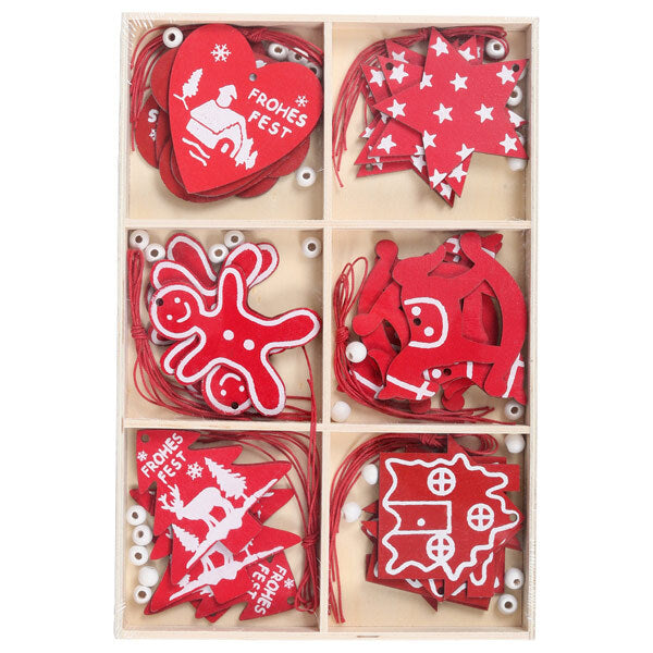 Livingandhome Christmas tree ornament set red 30 pieces (British brand)