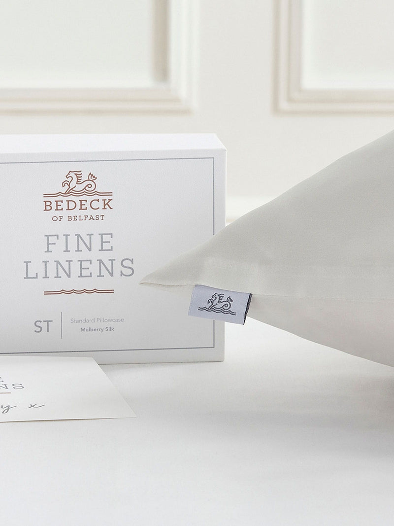 Bedeck of Belfast Cream Mulberry Silk pillowcase, UK version
