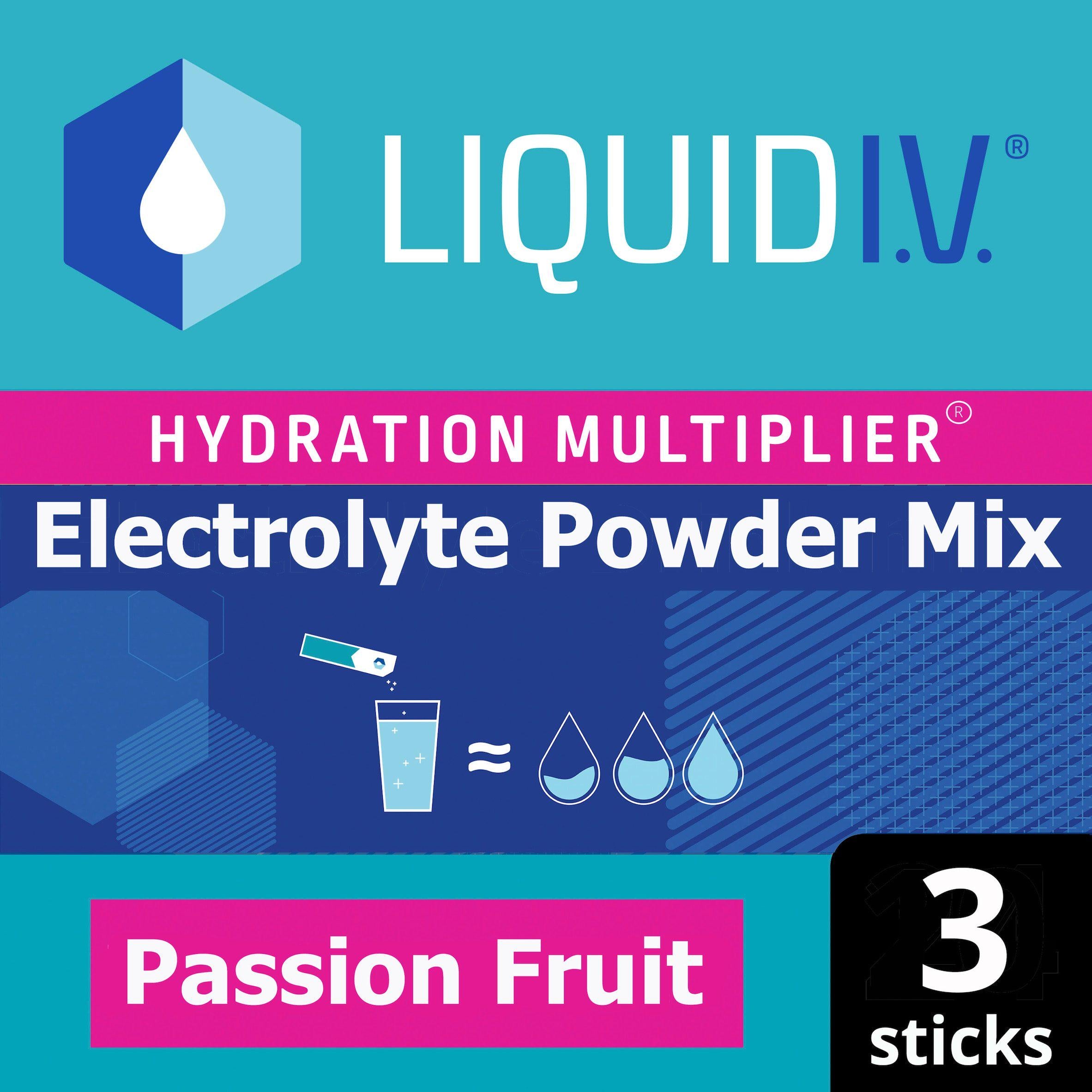 Liquid IV Hydration Multiplier Electrolyte Powder Mix Food Supplement Passion Fruit Sachets x3 GOODS Sainsburys   