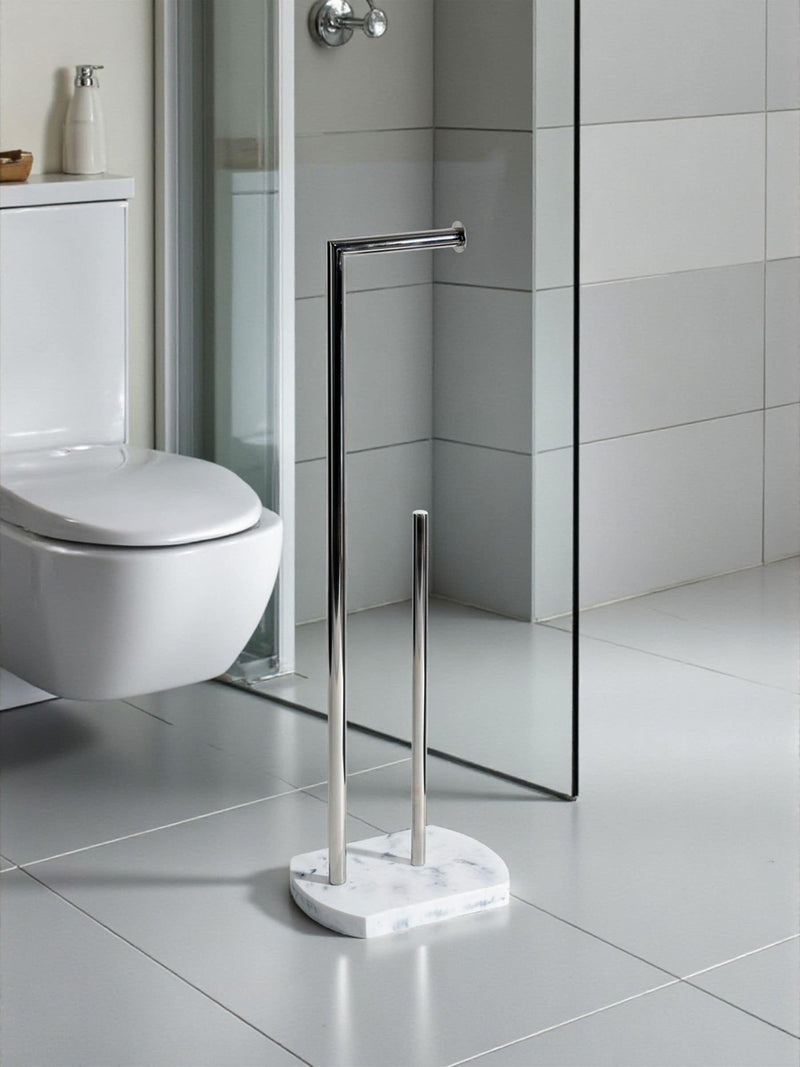 Showerdrape white Octavia toilet roll holder with spare storage, 73.5cm height (British brand)