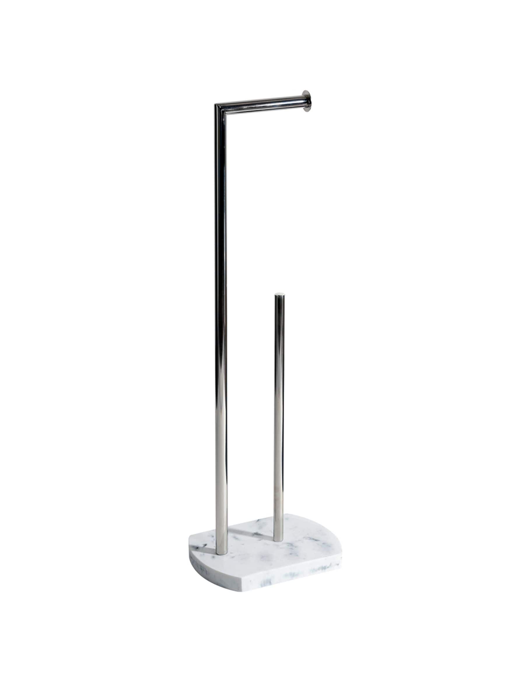 Showerdrape white Octavia toilet roll holder with spare storage, 73.5cm height (British brand)