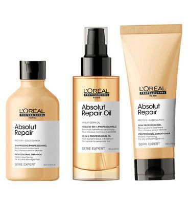 L'oréal Professionnel Serie Expert Absolut Repair Shampoo, Conditioner and 10-in-1 Leave-In Oil Routine GOODS Boots   