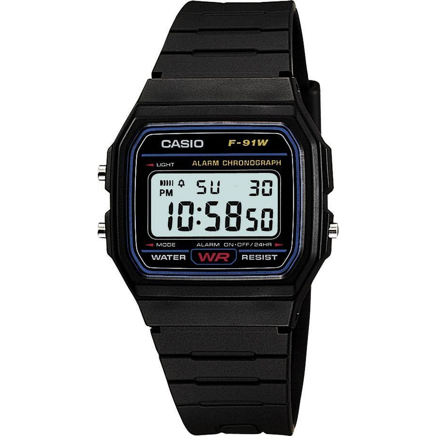 Casio F91W digital watch black resin strap - British product