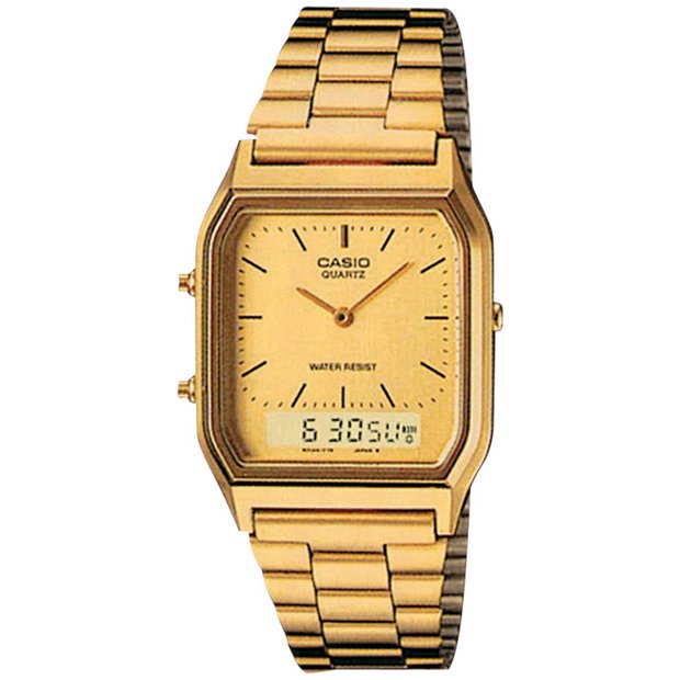 Casio gold stainless steel bracelet watch hybrid display - British product