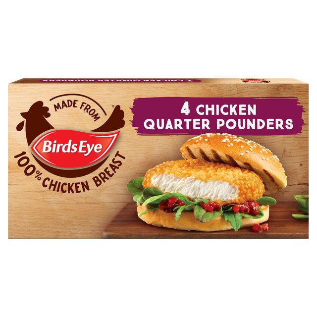 Birds Eye 4 Chicken Quarter Pounders Burgers   454g