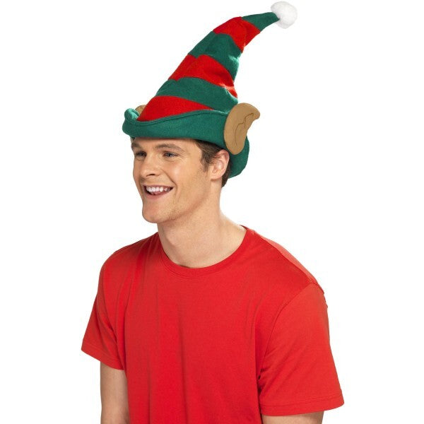 Smiffys elf hat red green with ears - British product