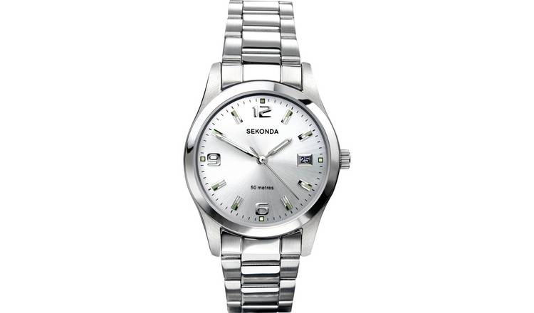 Sekonda men's stainless steel watch with silver dial, imported from the UK