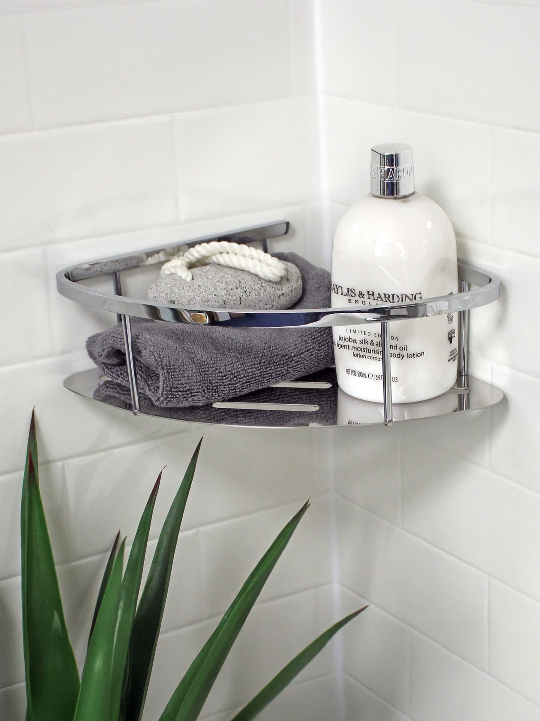 Panier de douche d'angle Contempo Showerdrape 29cm, importé du Royaume-Uni