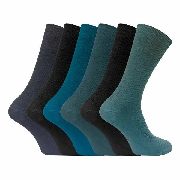 Sock Snob 6 Pk Mens Non Elastic 100% Cotton Socks 6-11 UK GOODS Superdrug Blue  