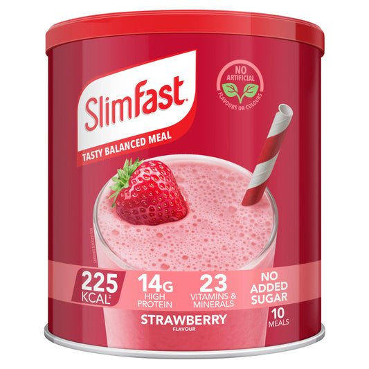 SlimFast Meal Replacement Shake Powder Tin Strawberry Flavour 10 meals 365g