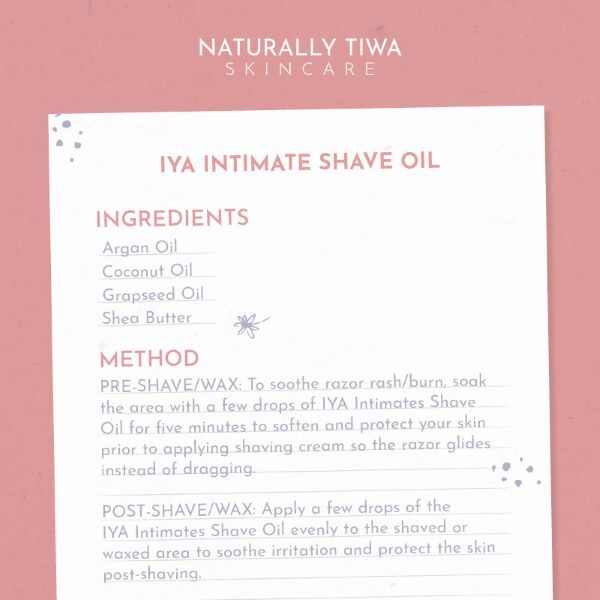 Naturally Tiwa Skincare IYA Intimate Shave Oil 30ml (British brand)