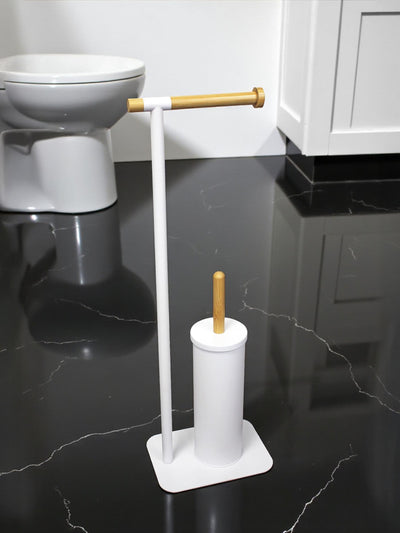 Showerdrape Weißes Sonata Toilettenpapier- und Toilettenbürstenhalter-Set