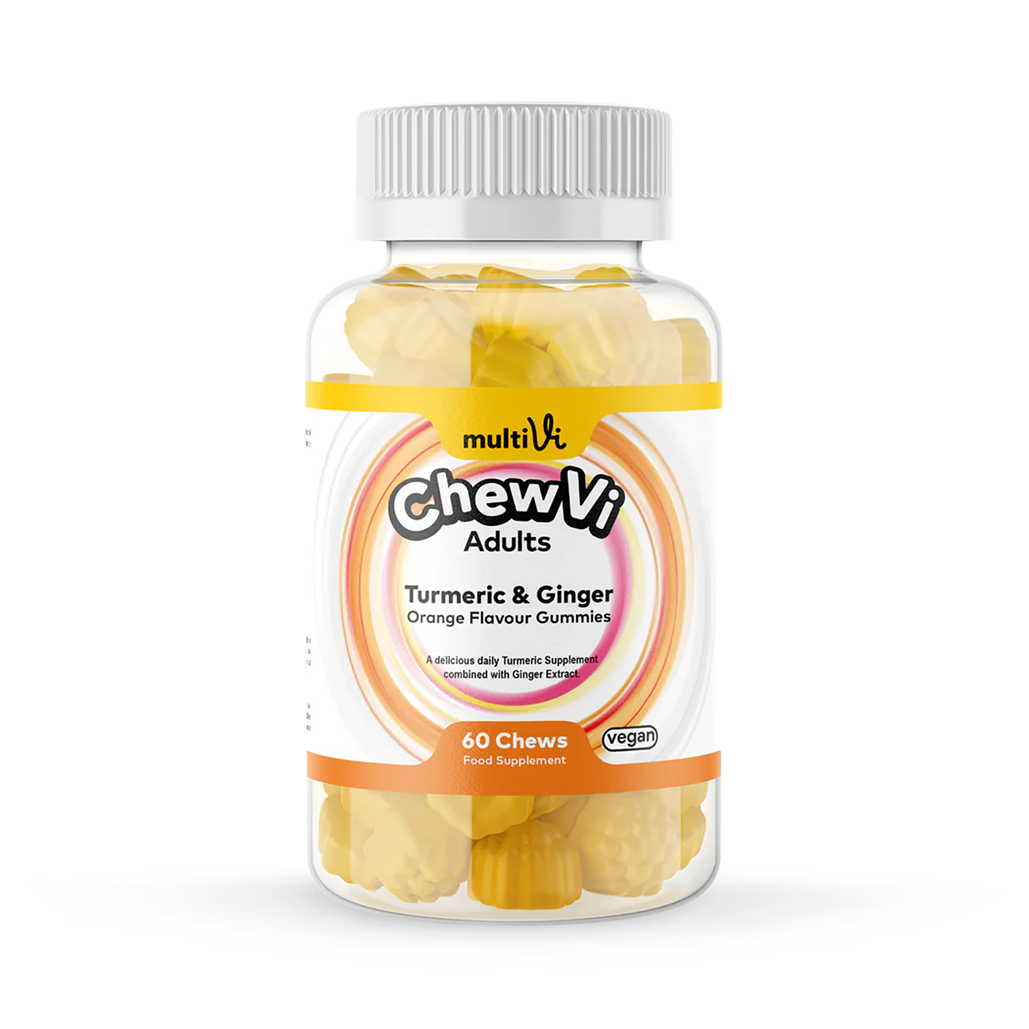 Multivi turmeric ginger gummies orange flavour, imported from the UK