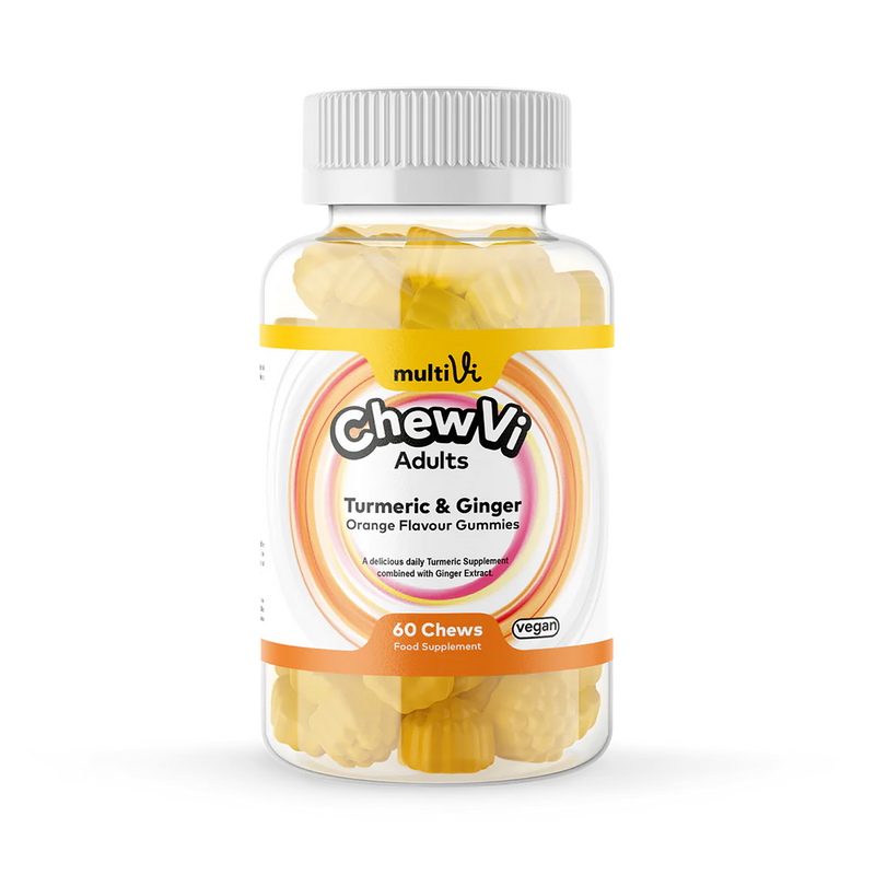 Multivi turmeric ginger gummies orange flavour, imported from the UK