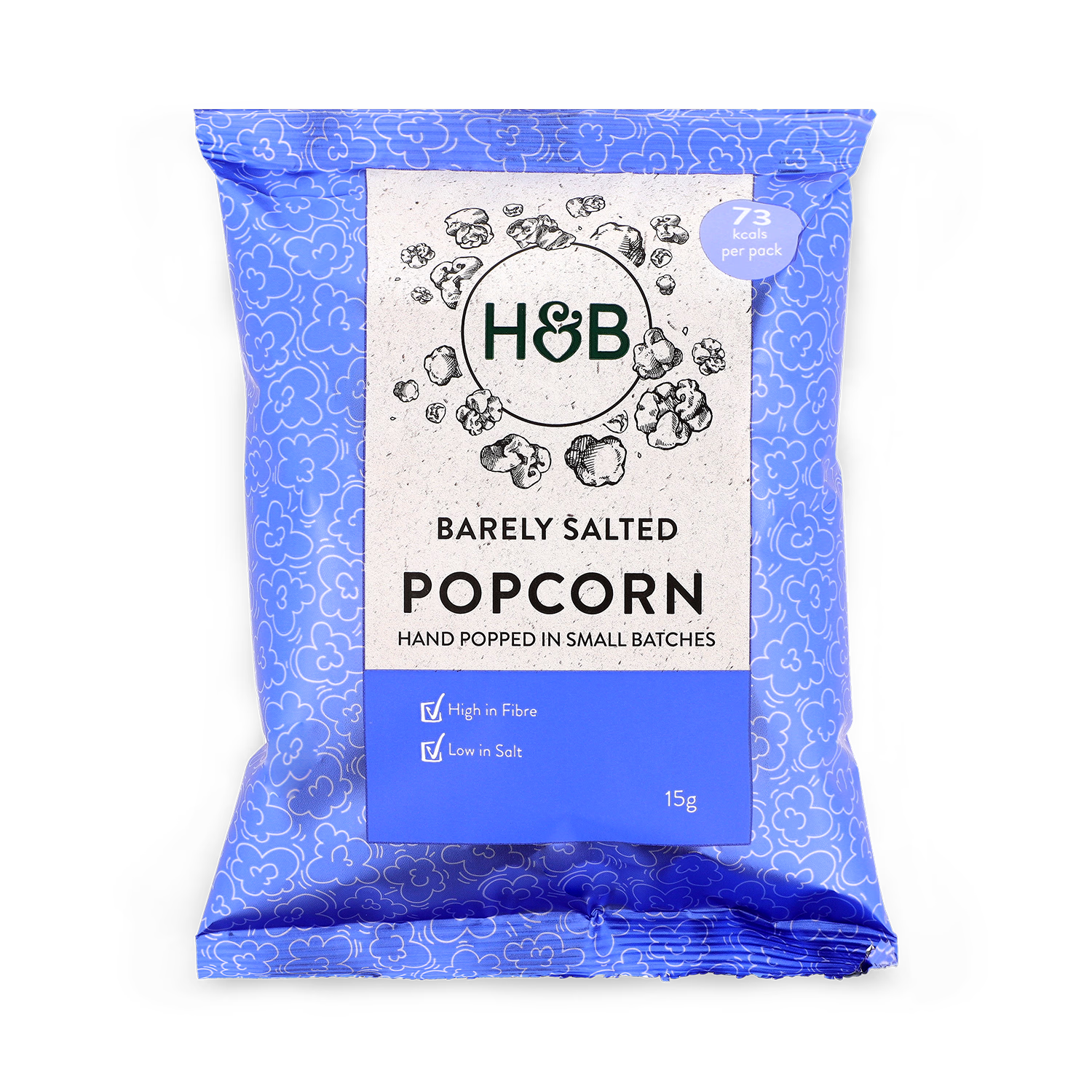 Holland & Barrett barely salted popcorn 15g, UK version