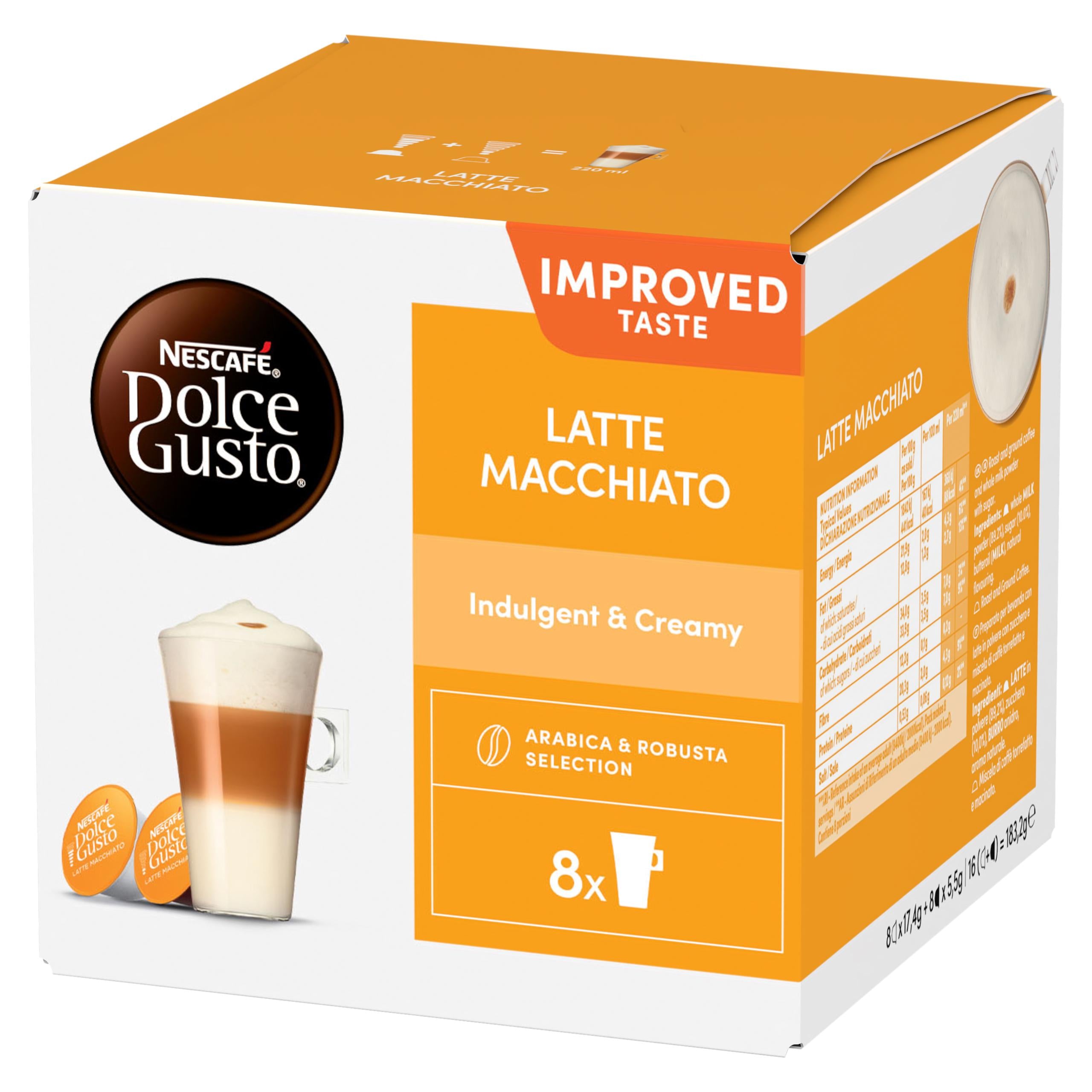 Nescafé Dolce Gusto Latte Macchiato pods 8 drinks, imported from the UK