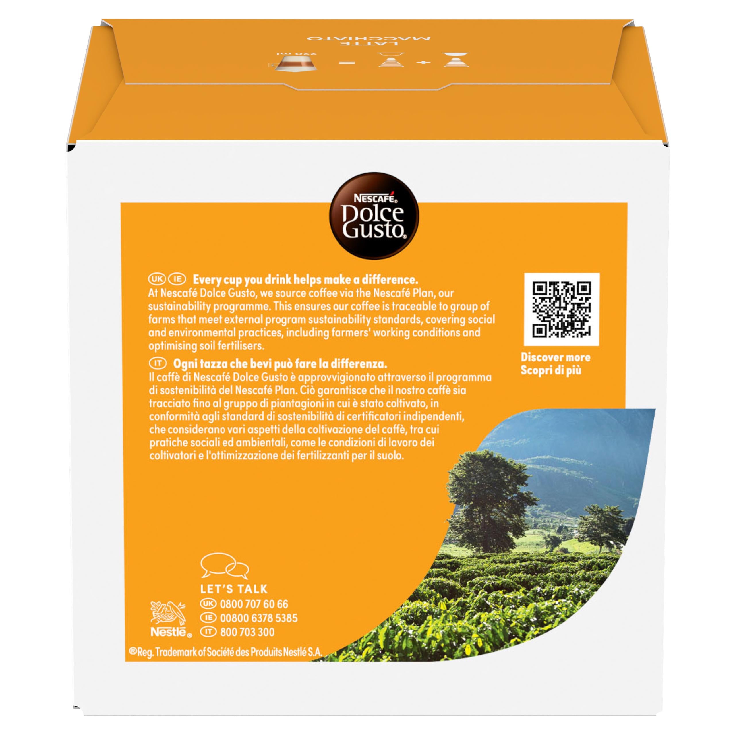 Nescafé Dolce Gusto Latte Macchiato pods 8 drinks, imported from the UK