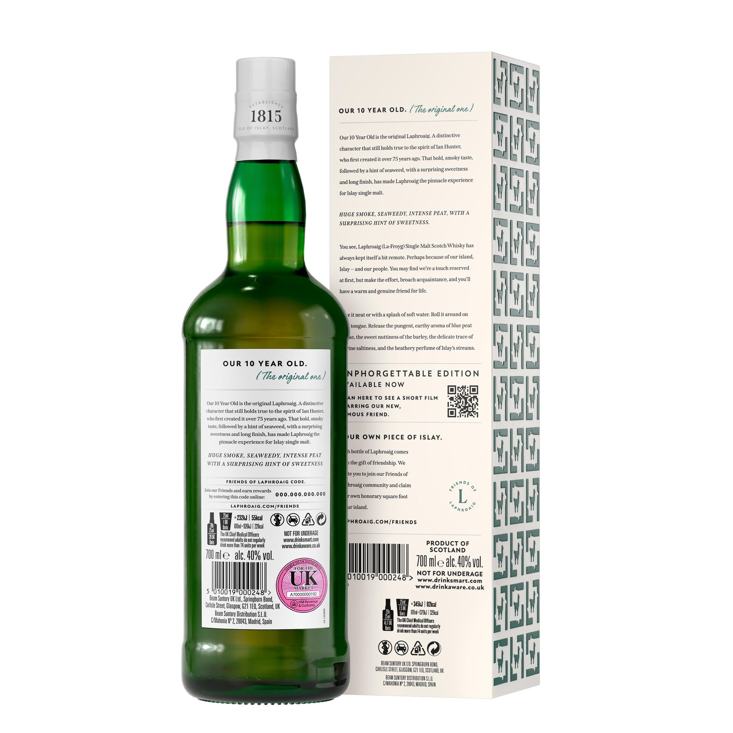 Laphroaig single malt Scotch whisky 10 Year Old 70cl, imported from the UK